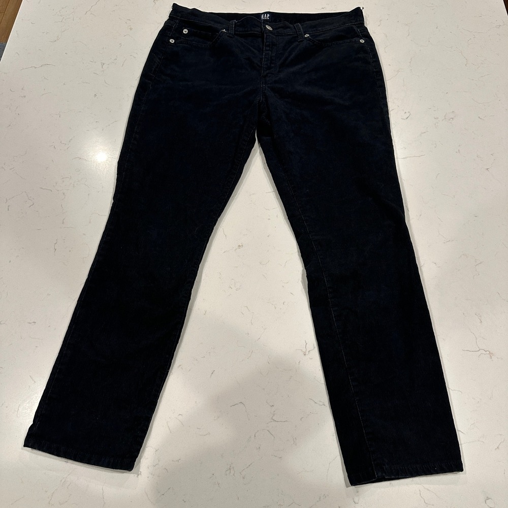 Gap Denim 1969 True Skinny Corduroy Pants Black Women 30 Short Stretch Slim